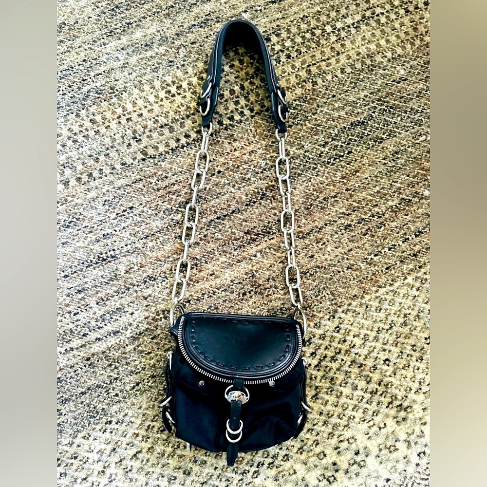 ALEXANDER WANG leather/canvas/chain black purse